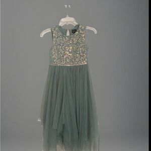 Lilt Girls Dress Formal Sz 10 Sea Green Embellished Top w/ Tulle Waist